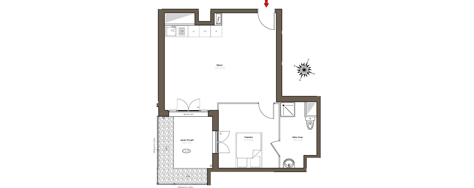 Appartement T2 de 44,63 m2 au Blanc-Mesnil Centre