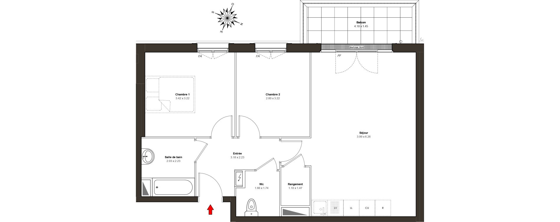 Appartement T3 de 60,05 m2 au Blanc-Mesnil Centre
