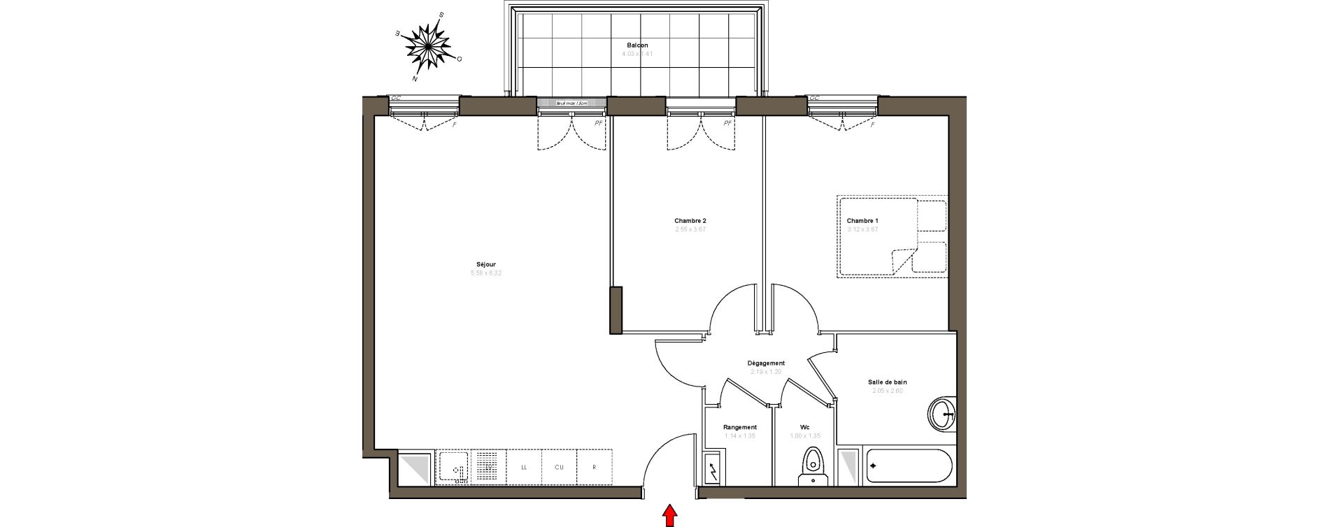 Appartement T3 de 59,80 m2 au Blanc-Mesnil Centre