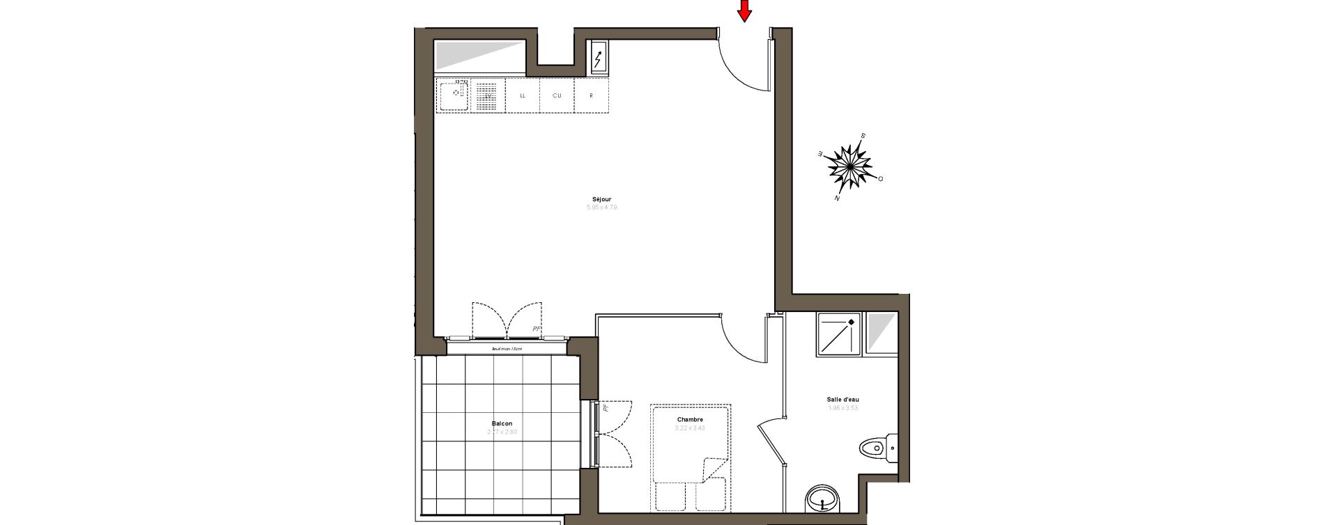 Appartement T2 de 44,63 m2 au Blanc-Mesnil Centre