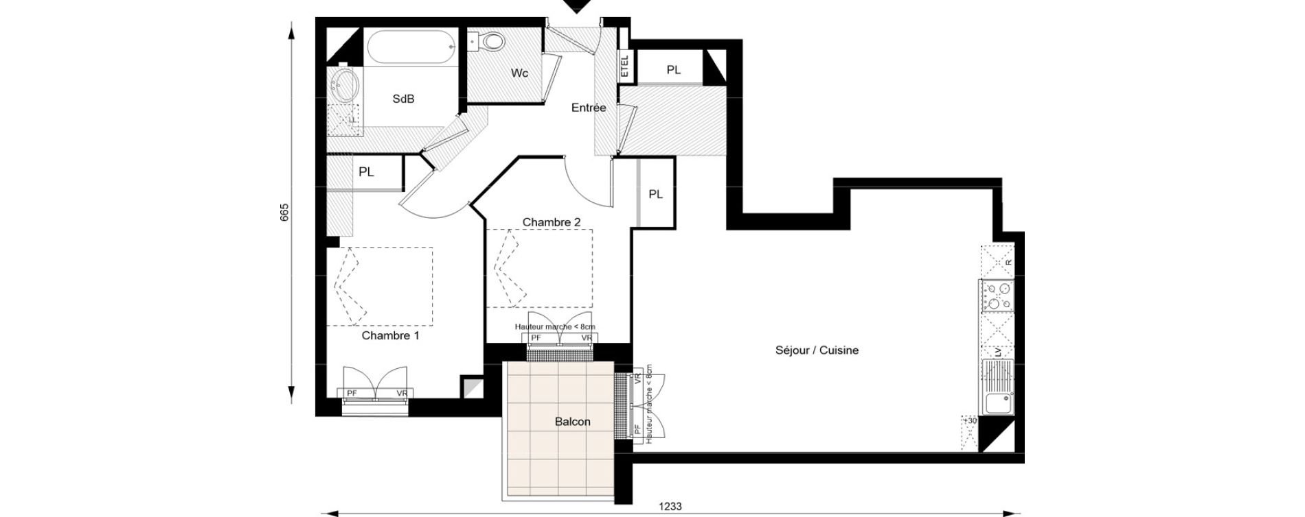 Appartement T3 de 65,60 m2 au Blanc-Mesnil Gare