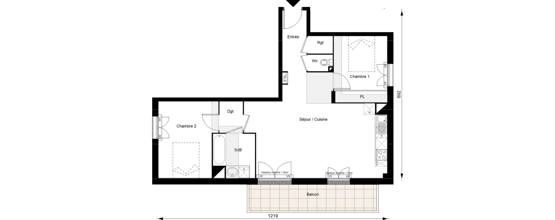 Appartement T3 de 69,00 m2 au Blanc-Mesnil Gare