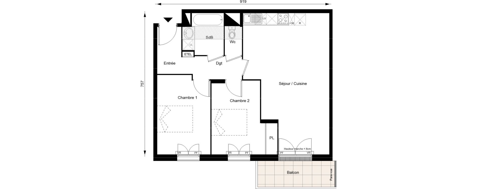 Appartement T3 de 65,90 m2 au Blanc-Mesnil Gare