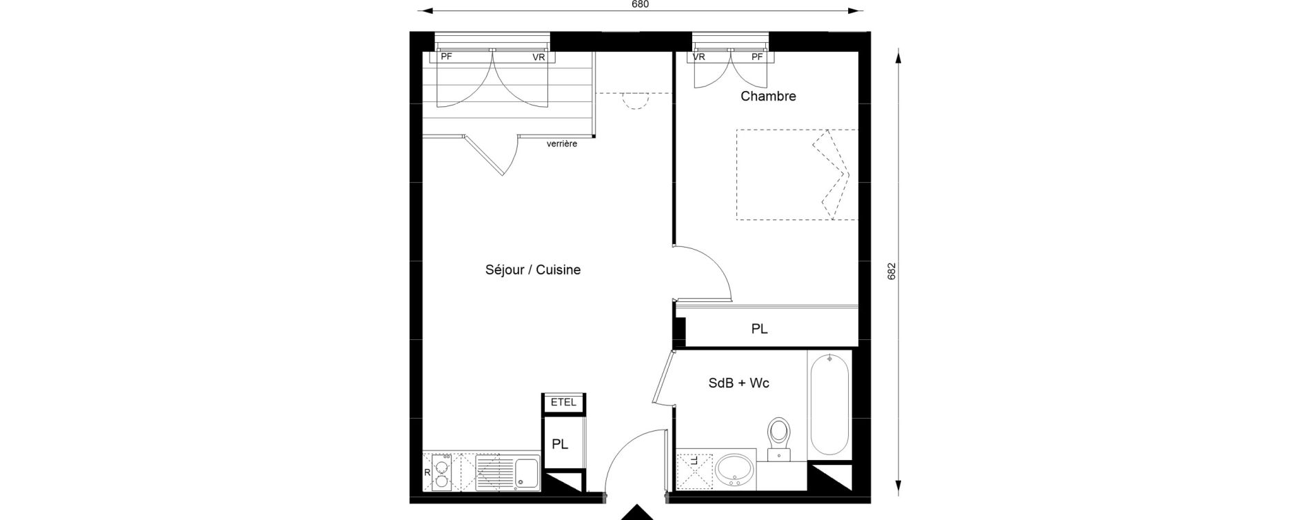 Appartement T2 de 44,90 m2 au Blanc-Mesnil Gare