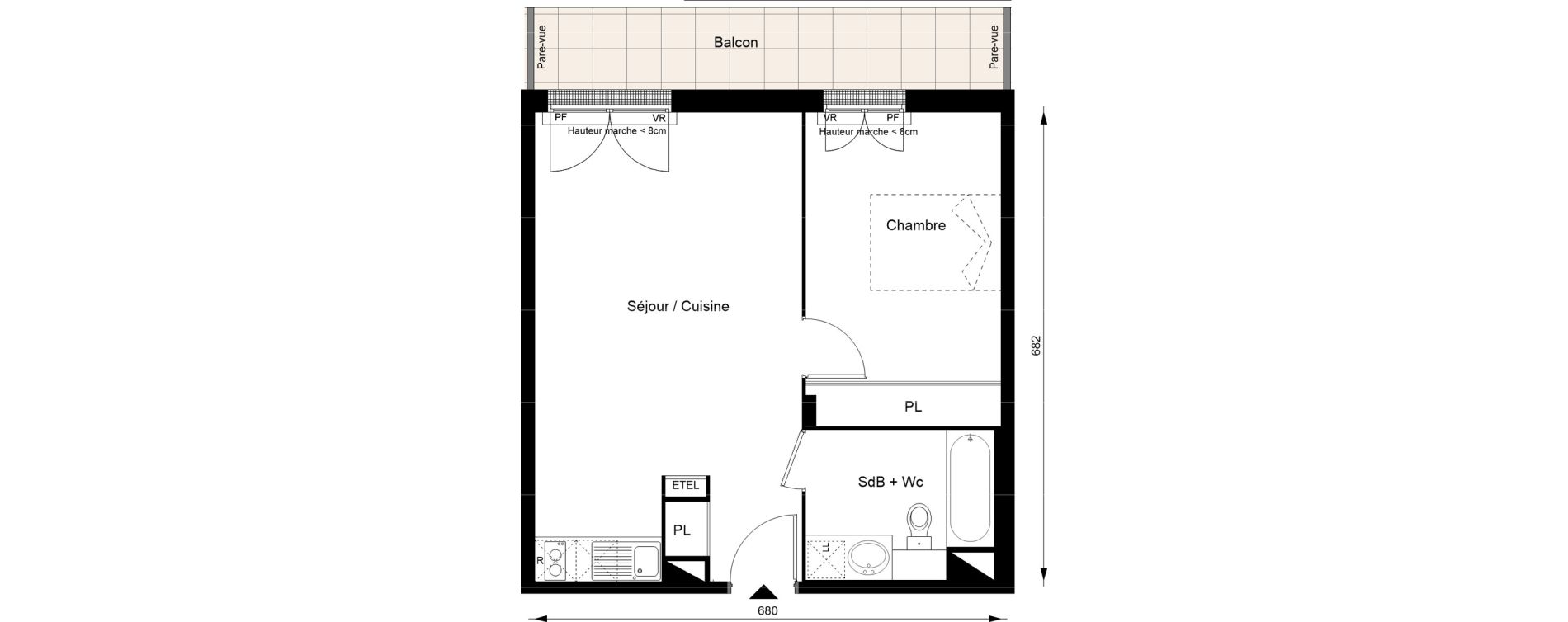 Appartement T2 de 44,80 m2 au Blanc-Mesnil Gare