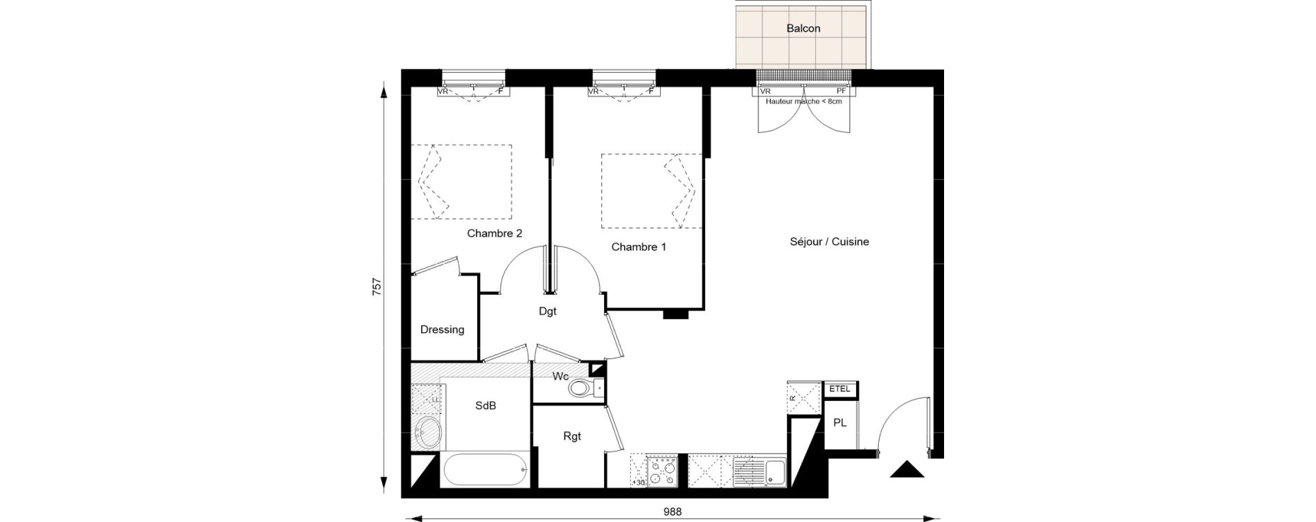 Appartement T3 de 69,70 m2 au Blanc-Mesnil Gare