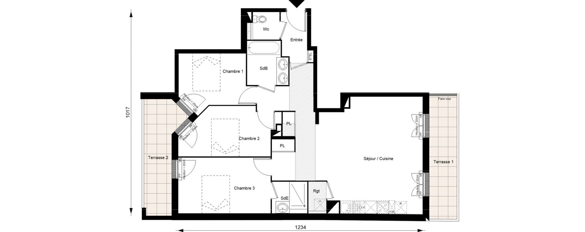 Appartement T4 de 88,70 m2 au Blanc-Mesnil Gare