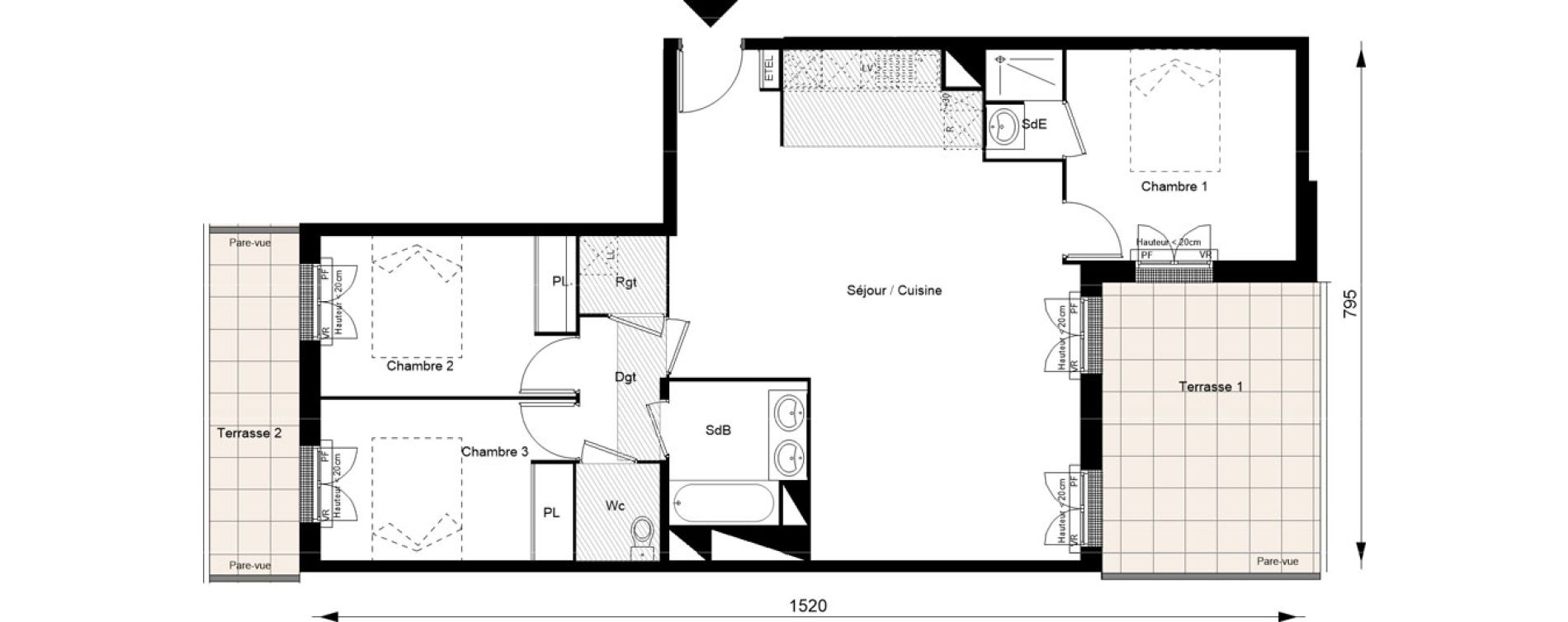 Appartement T4 de 85,40 m2 au Blanc-Mesnil Gare