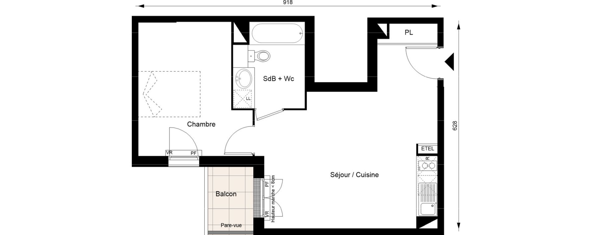 Appartement T2 de 43,40 m2 au Blanc-Mesnil Gare