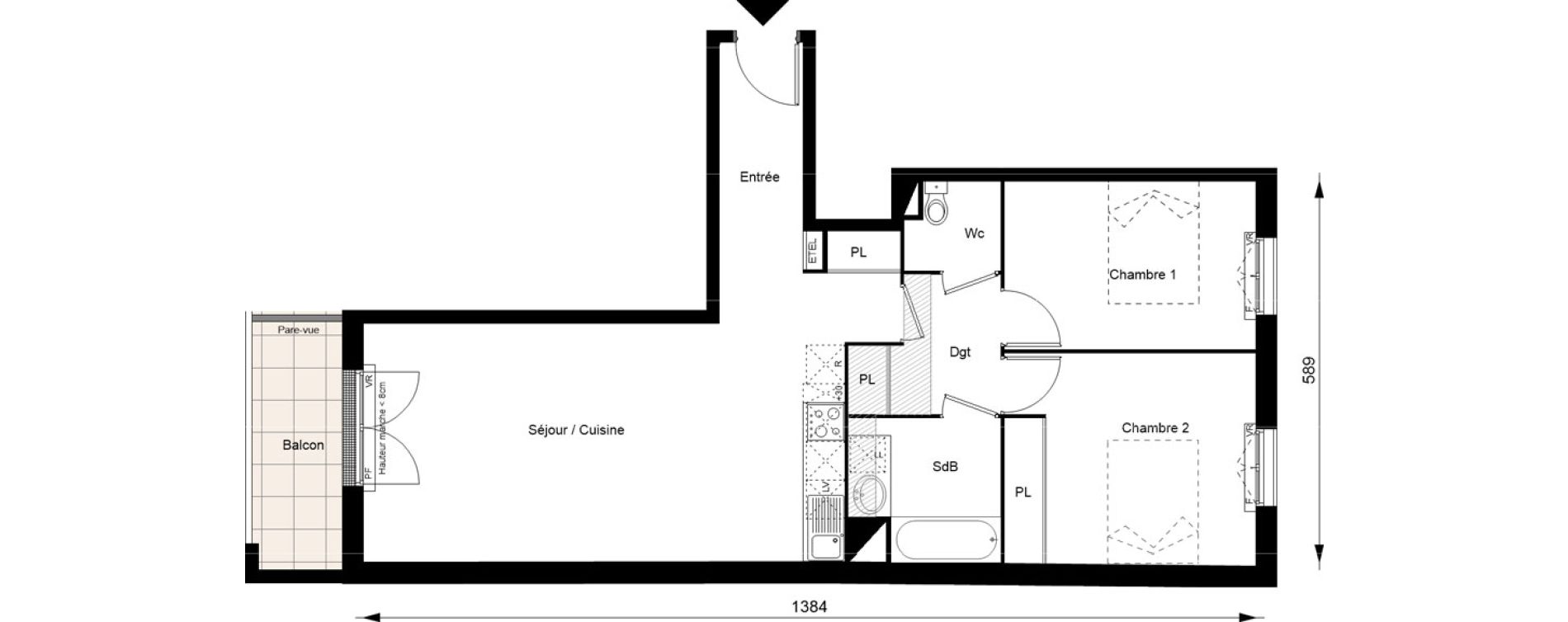 Appartement T3 de 69,20 m2 au Blanc-Mesnil Gare