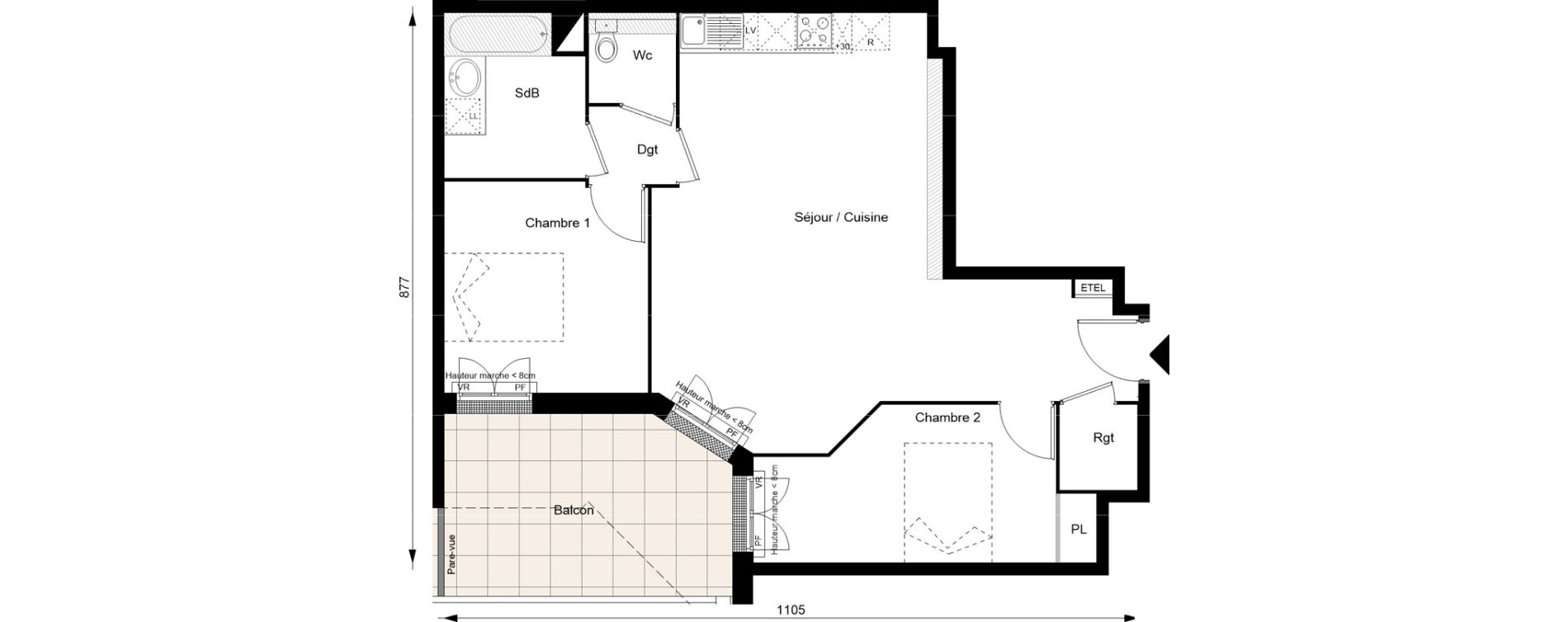 Appartement T3 de 68,00 m2 au Blanc-Mesnil Gare