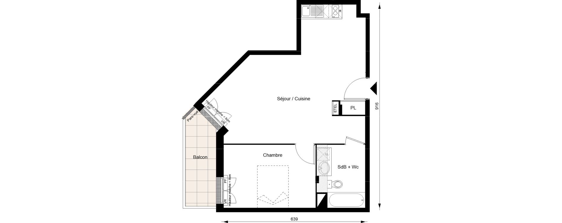 Appartement T2 de 49,60 m2 au Blanc-Mesnil Gare