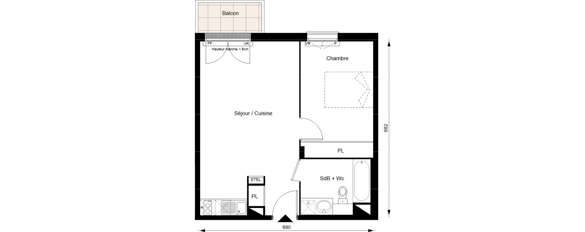 Appartement T2 de 44,80 m2 au Blanc-Mesnil Gare