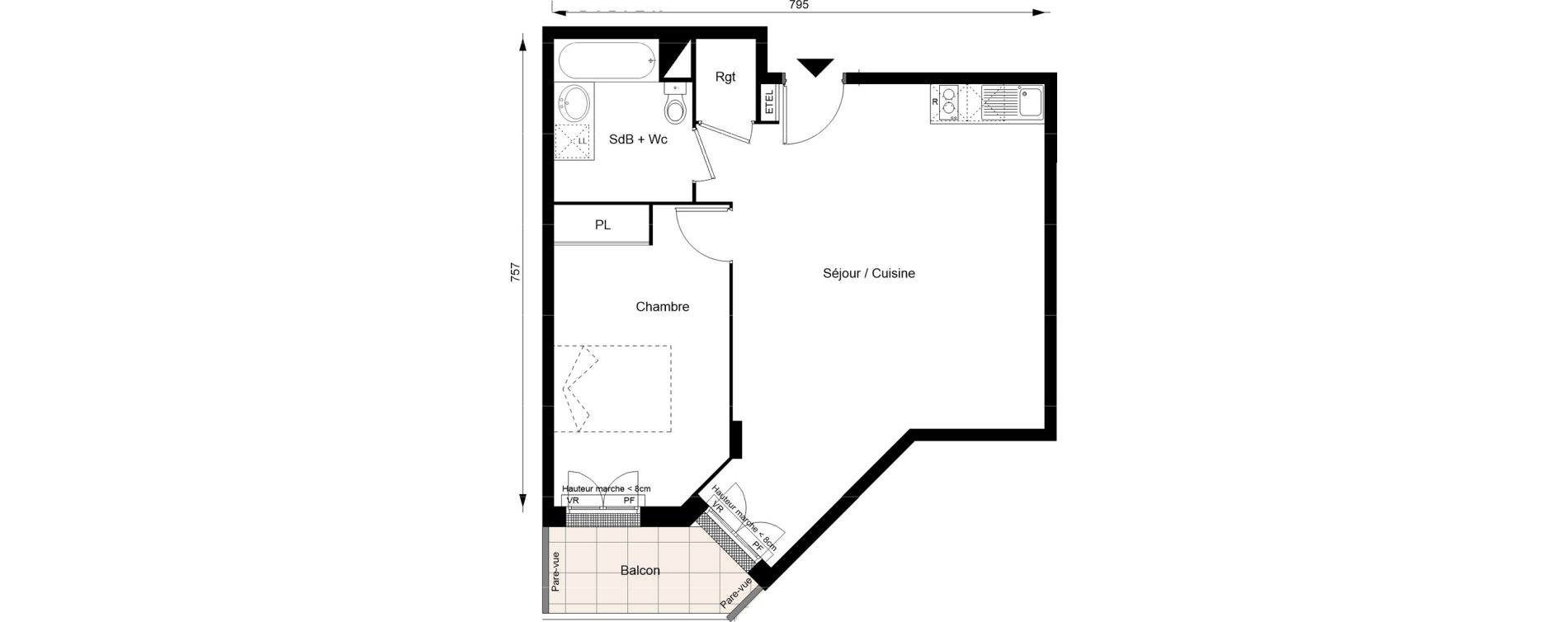 Appartement T2 de 53,00 m2 au Blanc-Mesnil Gare