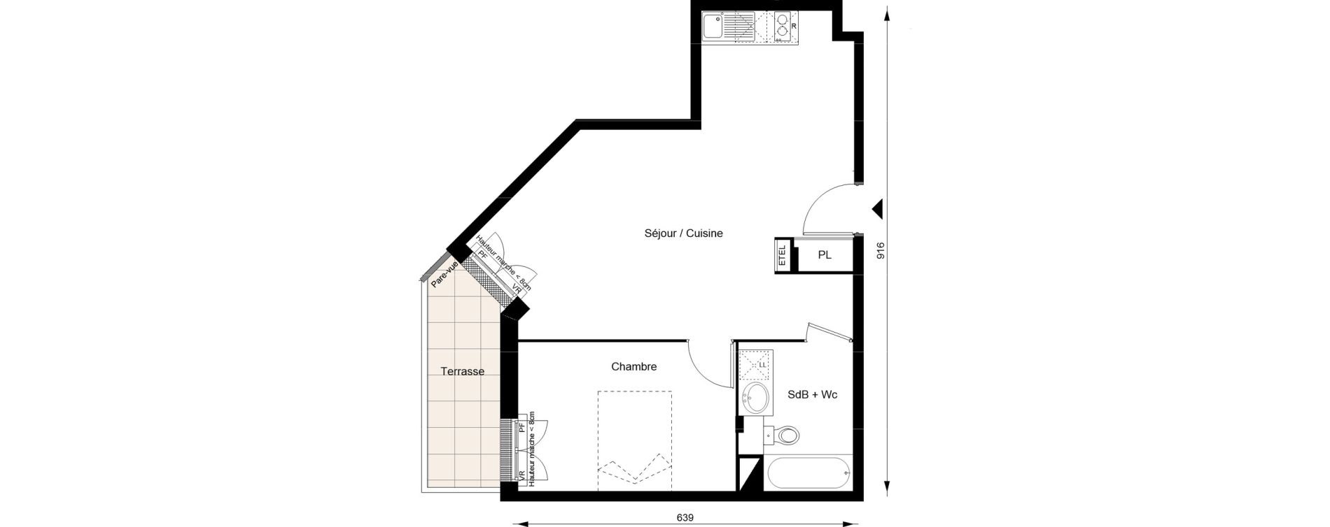 Appartement T2 de 49,60 m2 au Blanc-Mesnil Gare