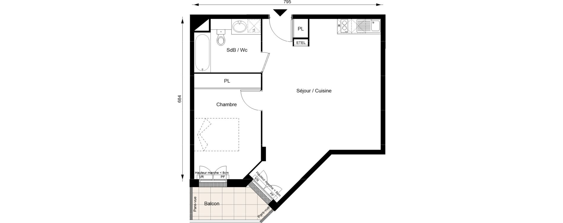 Appartement T2 de 50,50 m2 au Blanc-Mesnil Gare