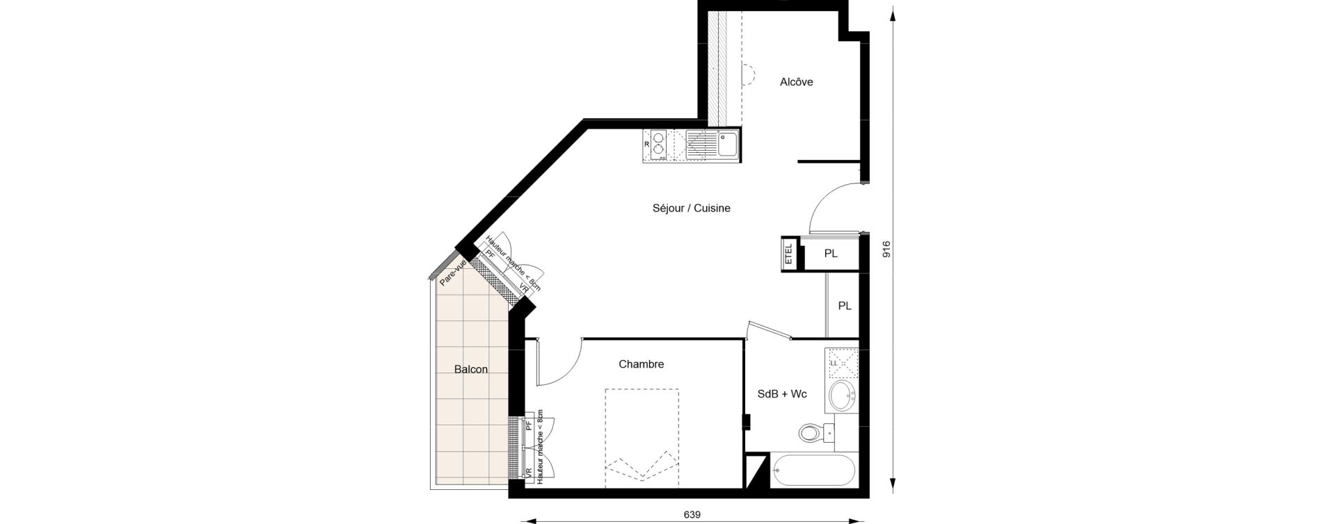 Appartement T2 de 49,60 m2 au Blanc-Mesnil Gare