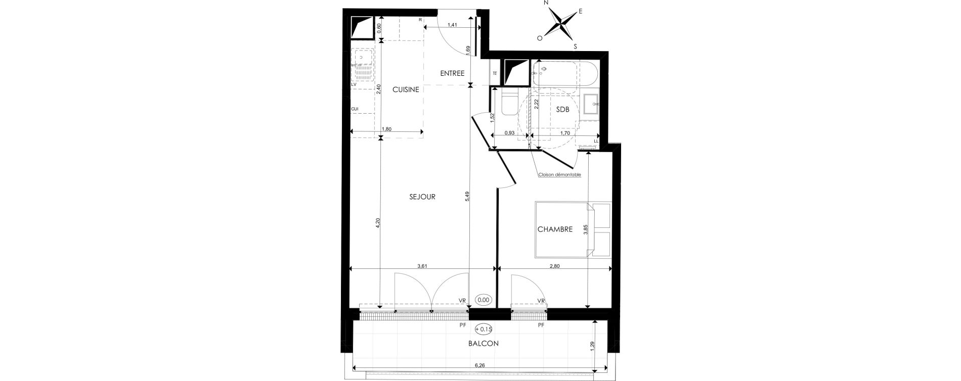 Appartement T2 de 40,90 m2 au Blanc-Mesnil Centre
