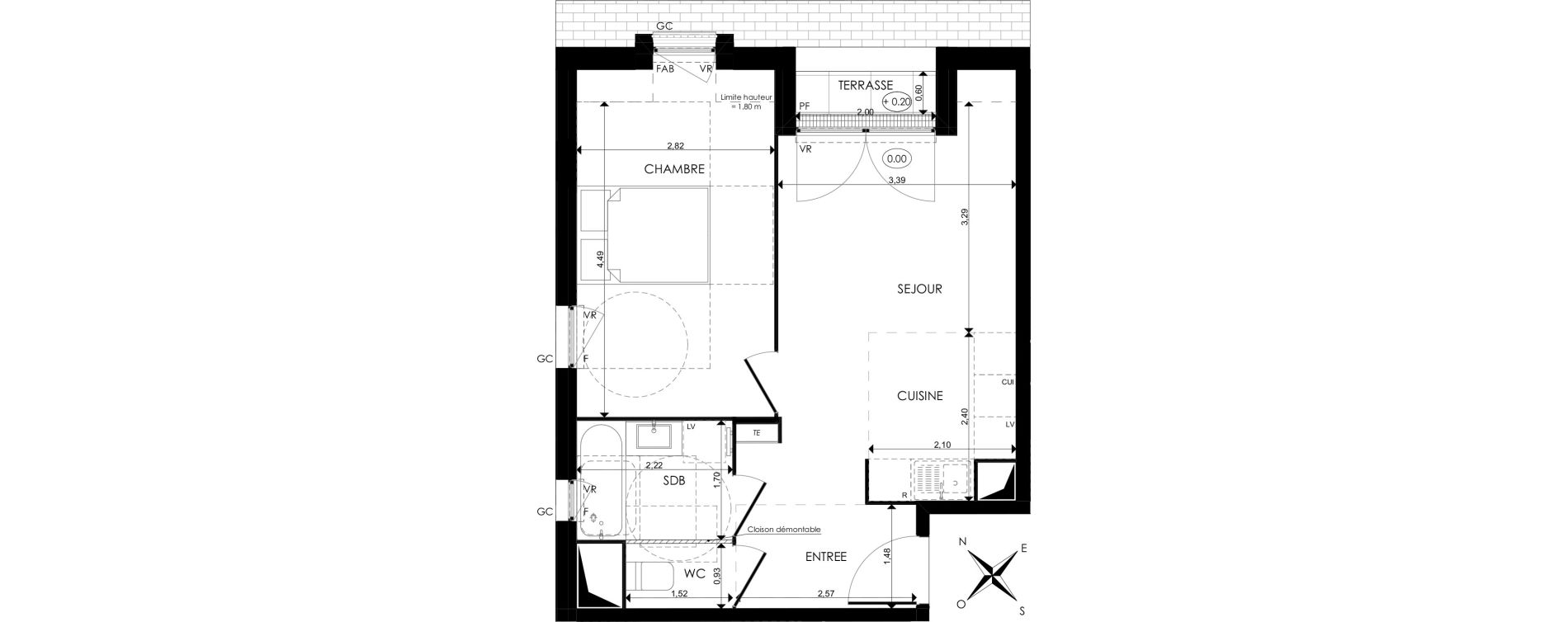 Appartement T2 de 40,70 m2 au Blanc-Mesnil Centre