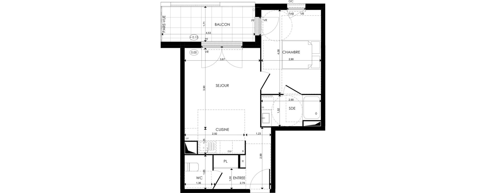 Appartement T2 de 41,92 m2 au Blanc-Mesnil Centre