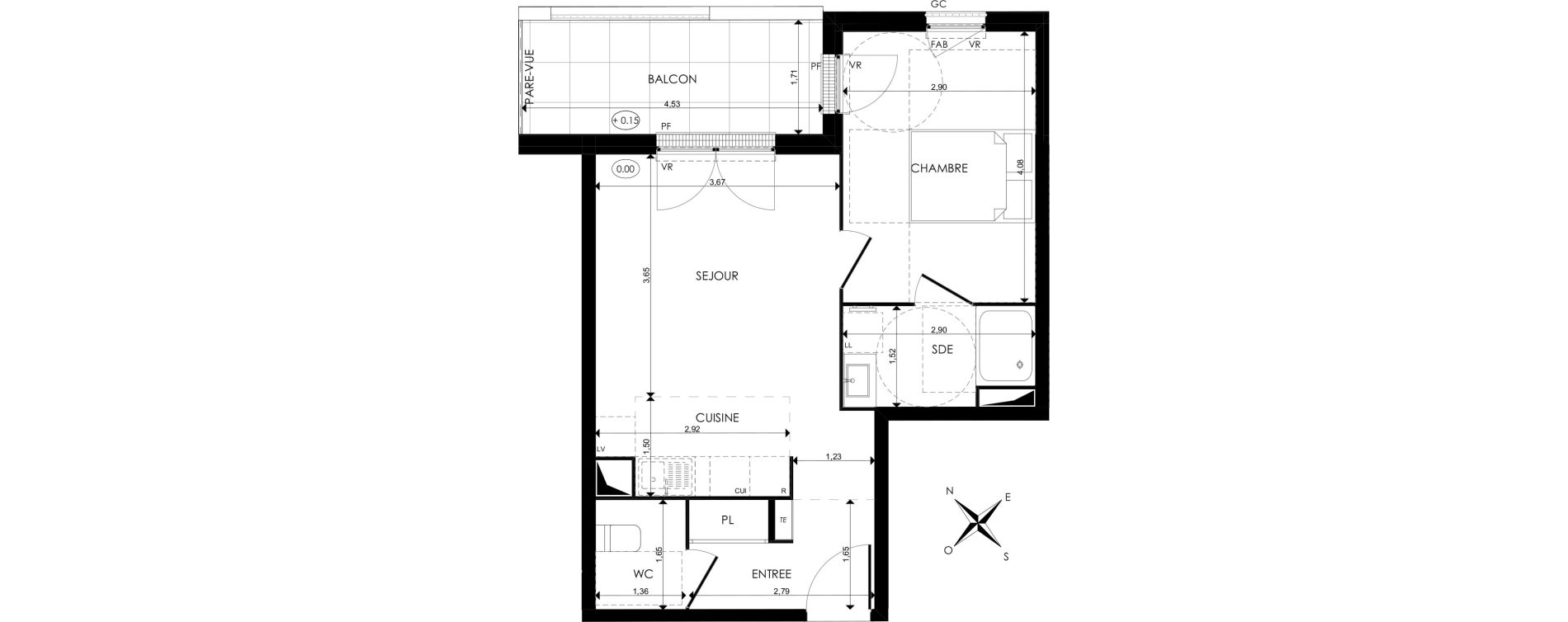 Appartement T2 de 41,99 m2 au Blanc-Mesnil Centre