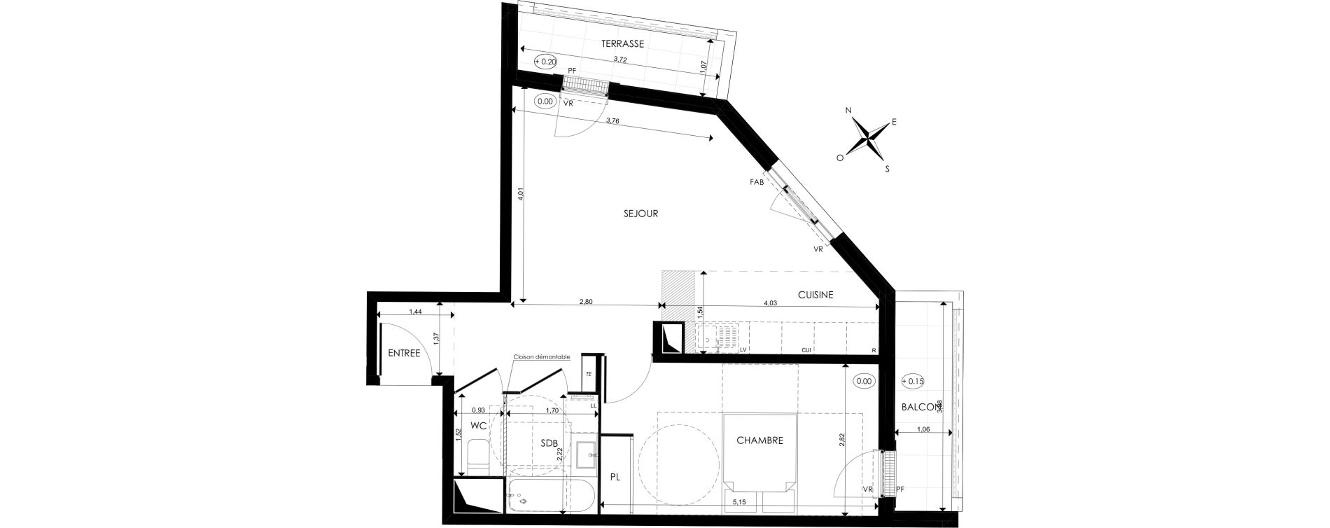 Appartement T2 de 50,69 m2 au Blanc-Mesnil Centre