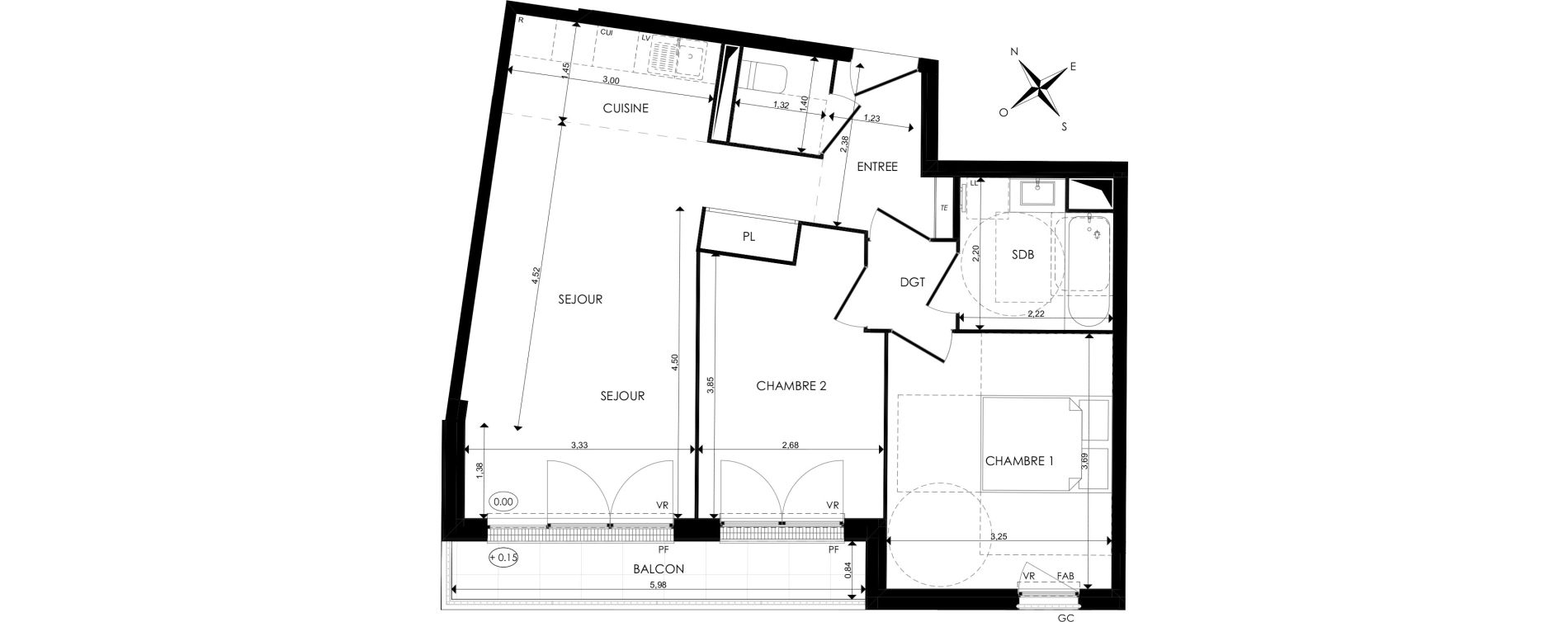 Appartement T3 de 58,76 m2 au Blanc-Mesnil Centre