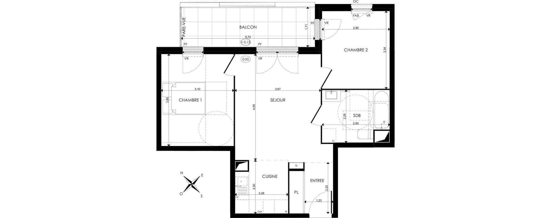 Appartement T3 de 54,32 m2 au Blanc-Mesnil Centre
