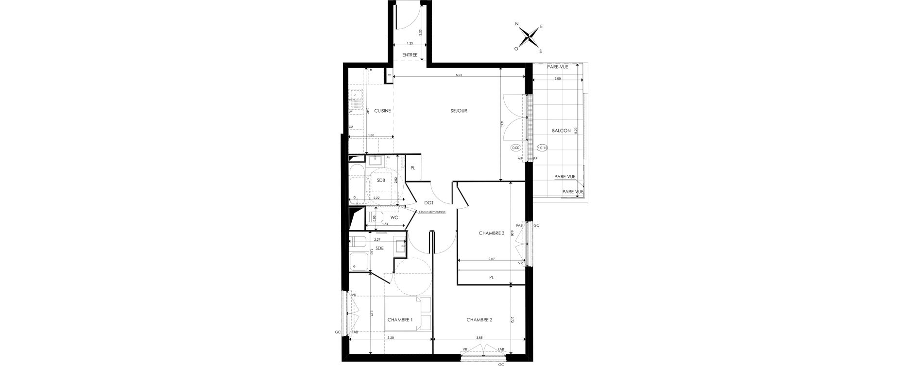 Appartement T4 de 80,45 m2 au Blanc-Mesnil Centre
