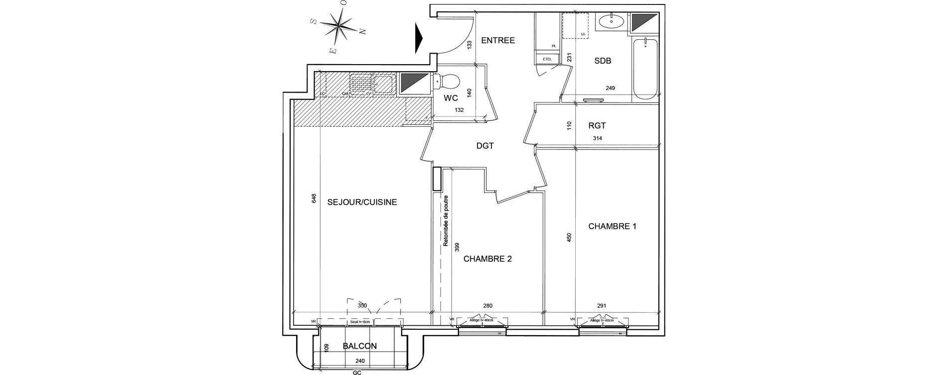 Appartement T3 de 65,93 m2 au Blanc-Mesnil Centre