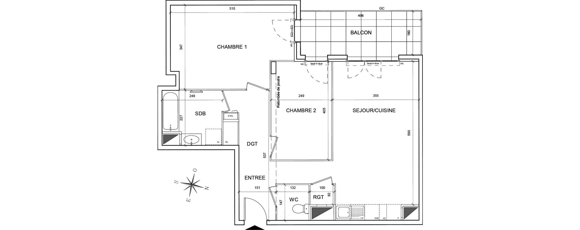 Appartement T3 de 67,76 m2 au Blanc-Mesnil Centre