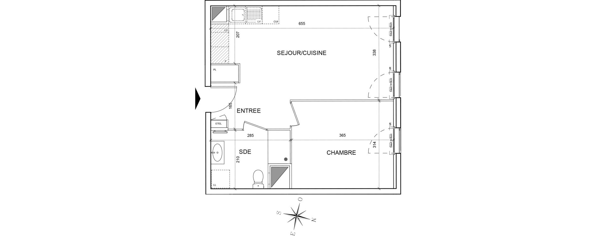 Appartement T2 de 41,28 m2 au Blanc-Mesnil Centre