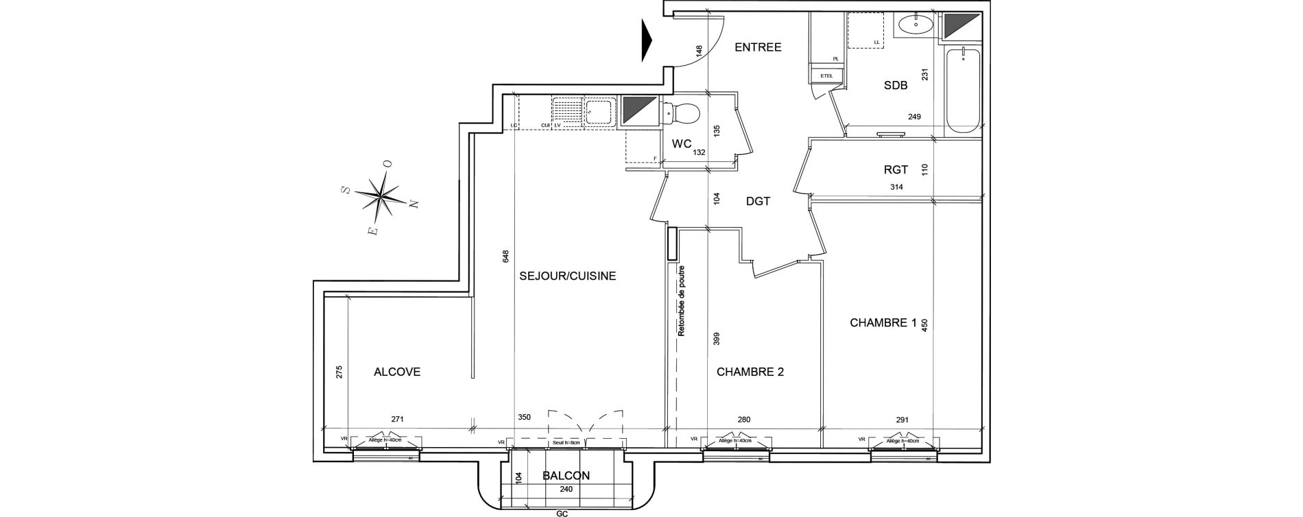 Appartement T3 de 73,53 m2 au Blanc-Mesnil Centre
