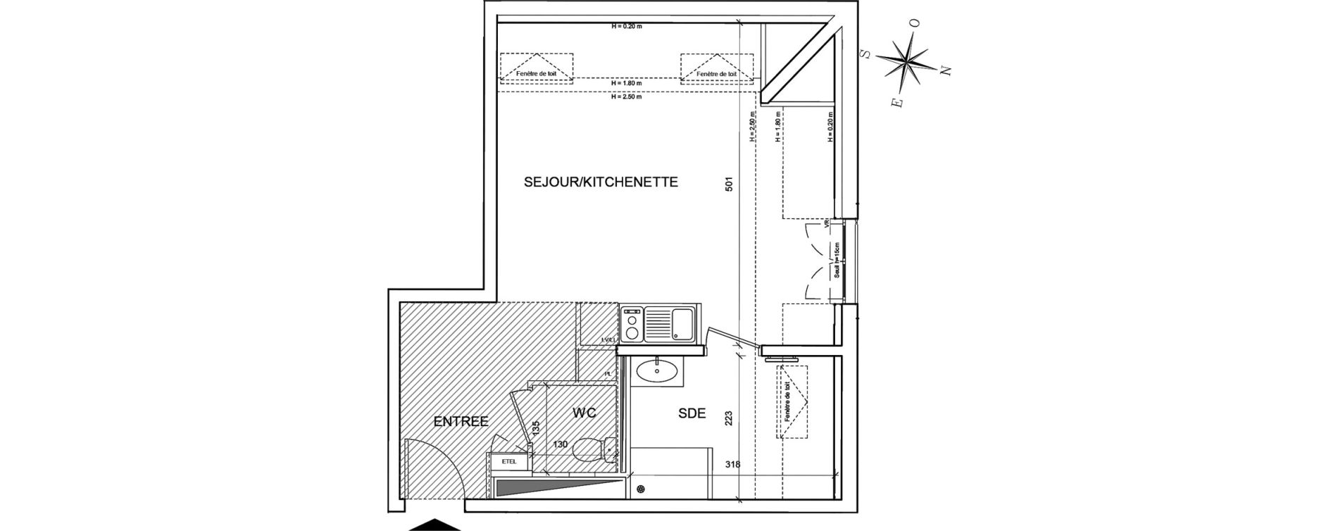 Appartement T1 de 31,44 m2 au Blanc-Mesnil Centre