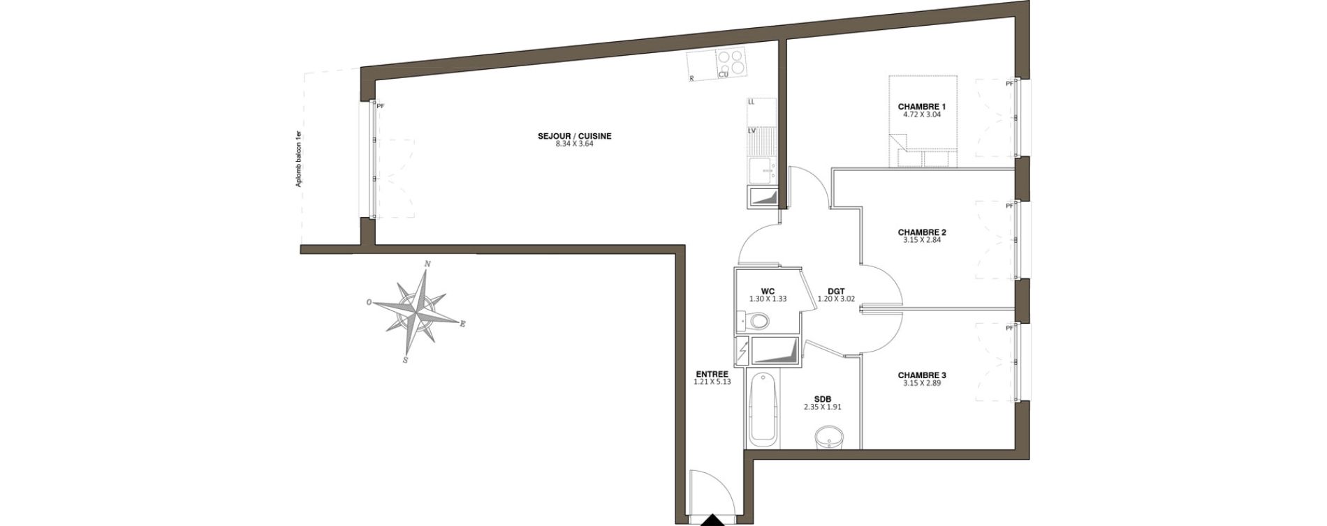 Appartement T4 de 81,19 m2 au Blanc-Mesnil La molette