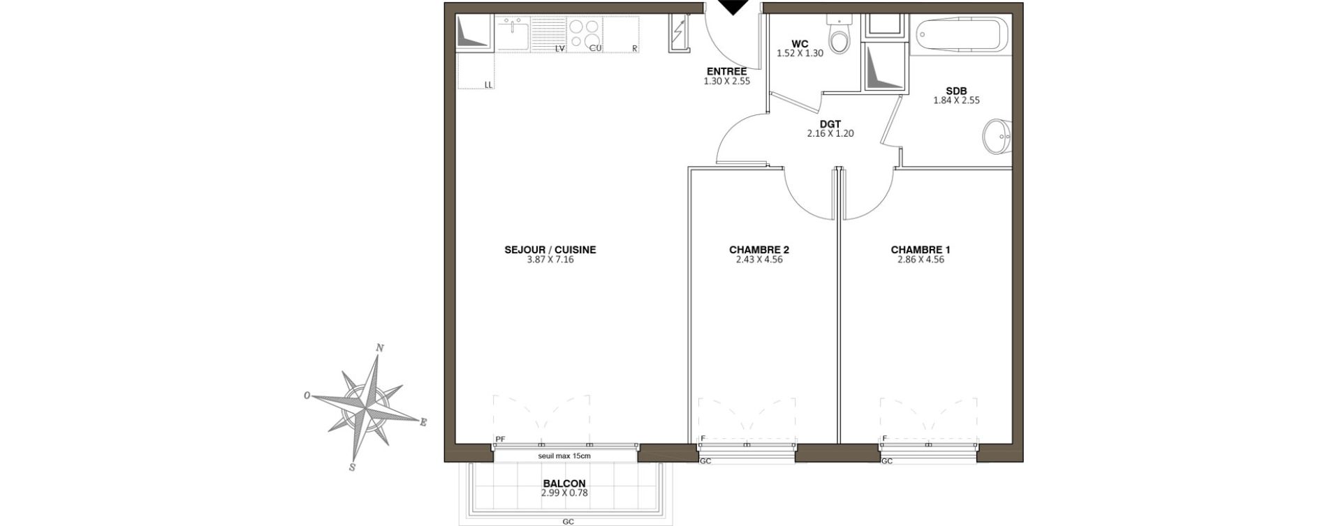 Appartement T3 de 63,66 m2 au Blanc-Mesnil La molette