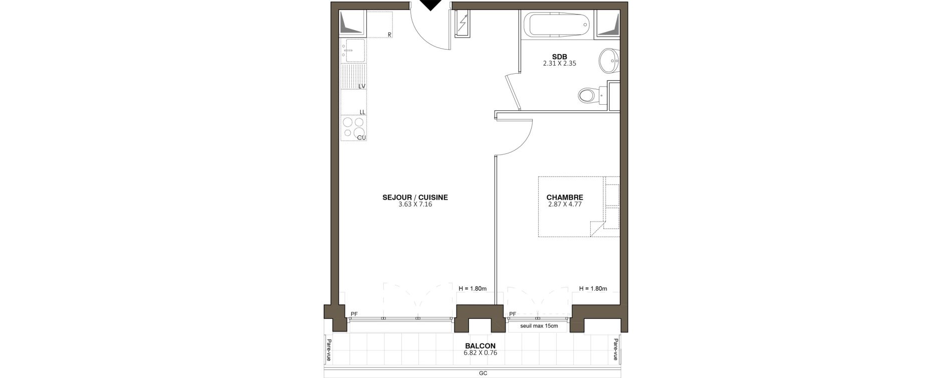 Appartement T2 de 43,87 m2 au Blanc-Mesnil La molette