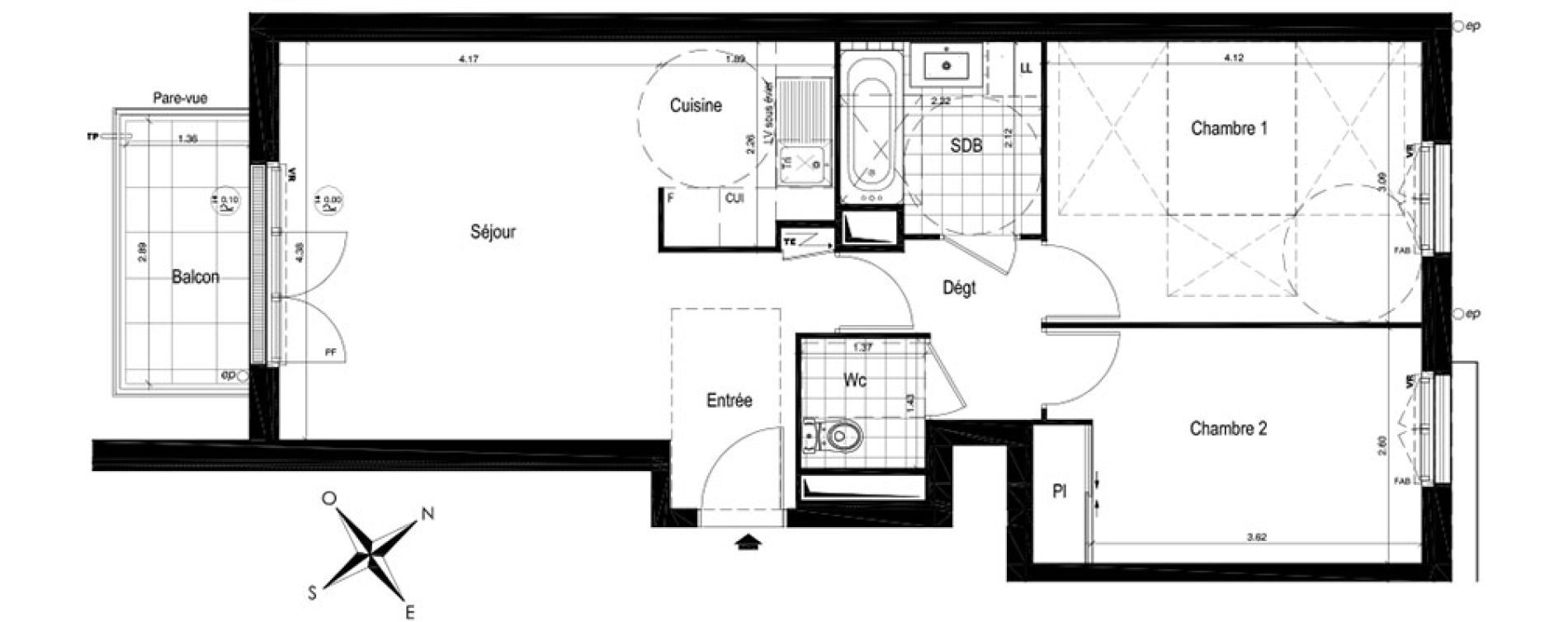 Appartement T3 de 60,48 m2 au Blanc-Mesnil Centre