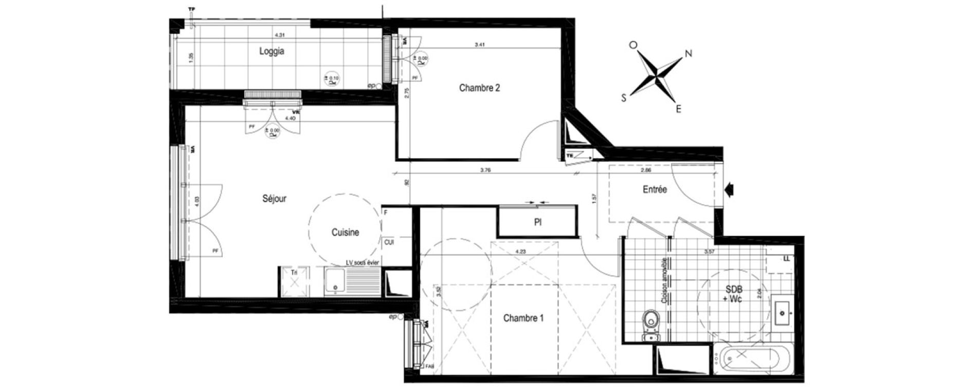 Appartement T3 de 58,69 m2 au Blanc-Mesnil Centre