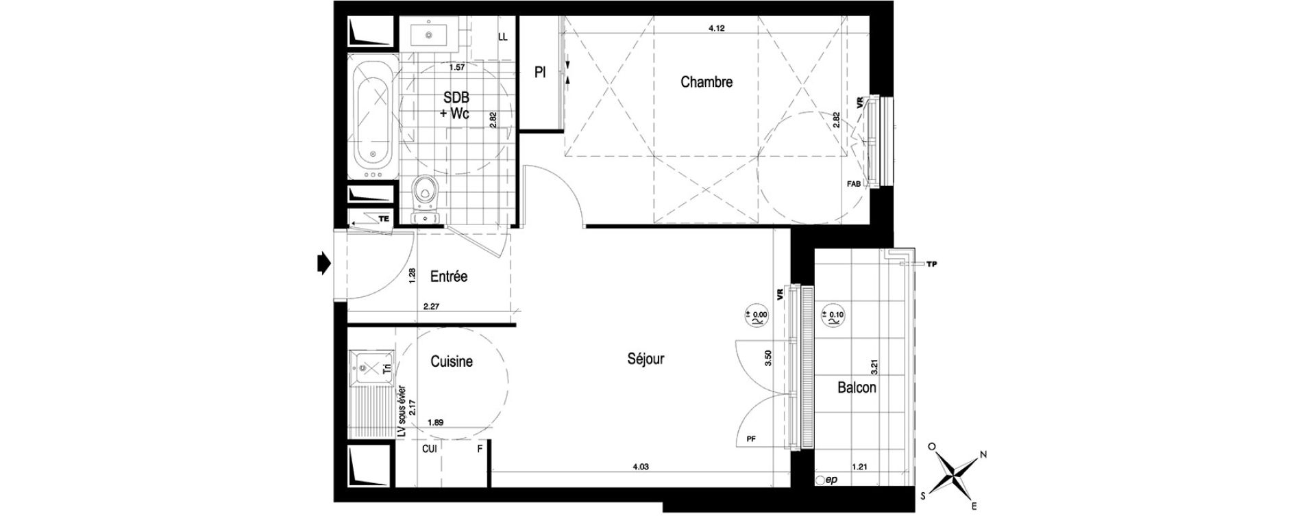 Appartement T2 de 39,23 m2 au Blanc-Mesnil Centre