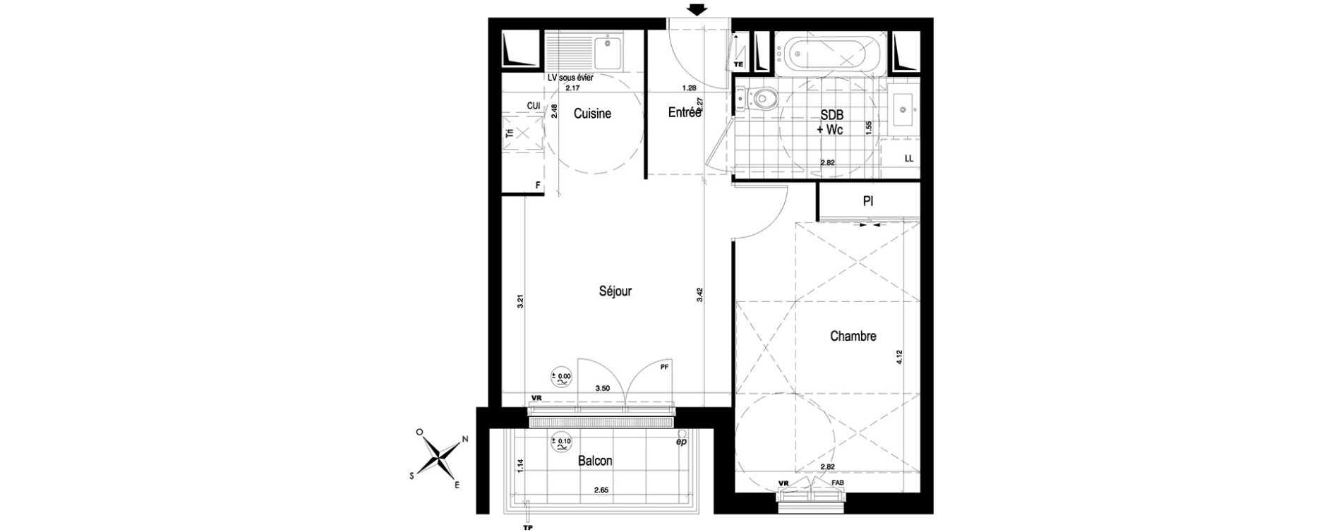 Appartement T2 de 38,38 m2 au Blanc-Mesnil Centre