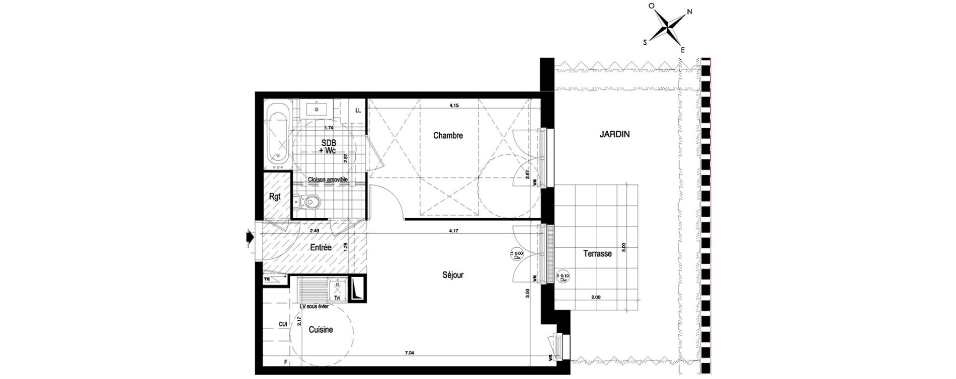 Appartement T2 de 41,93 m2 au Blanc-Mesnil Centre