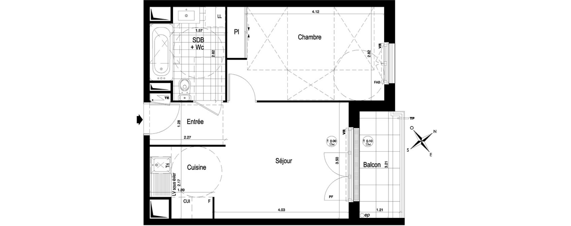 Appartement T2 de 39,23 m2 au Blanc-Mesnil Centre