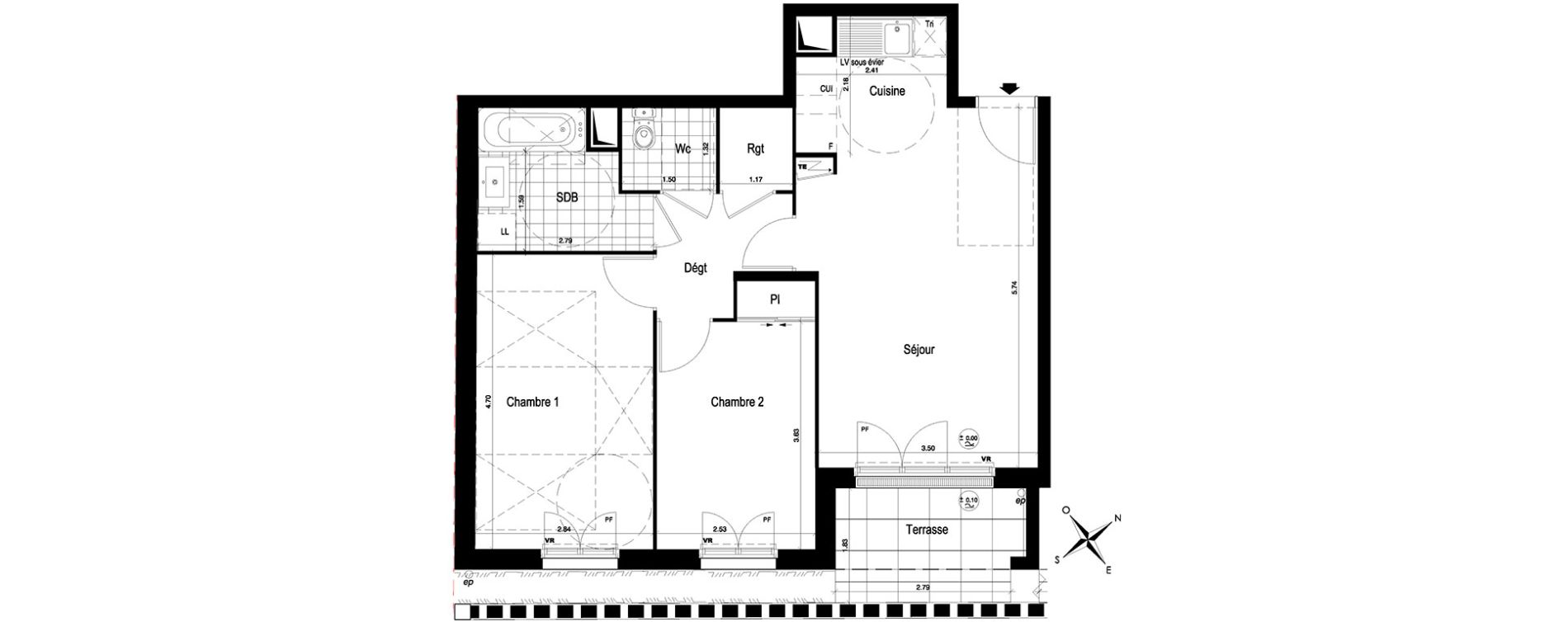 Appartement T3 de 59,60 m2 au Blanc-Mesnil Centre