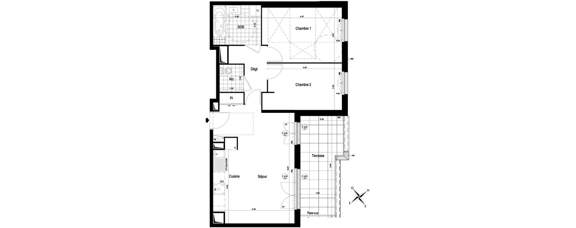 Appartement T3 de 63,56 m2 au Blanc-Mesnil Centre