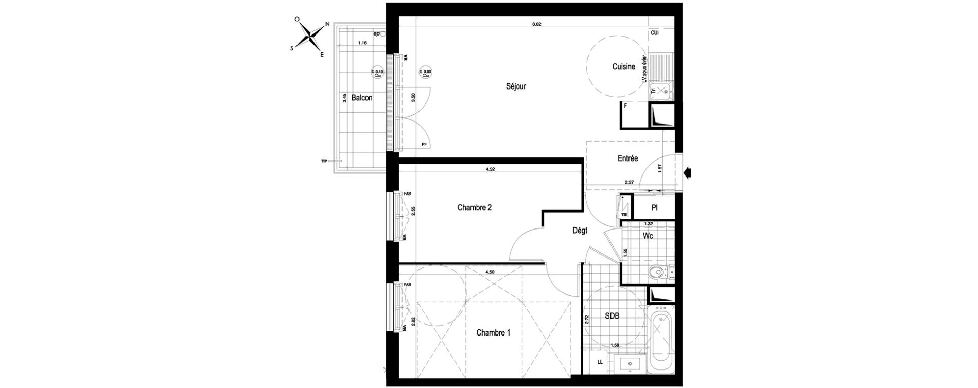 Appartement T3 de 58,45 m2 au Blanc-Mesnil Centre