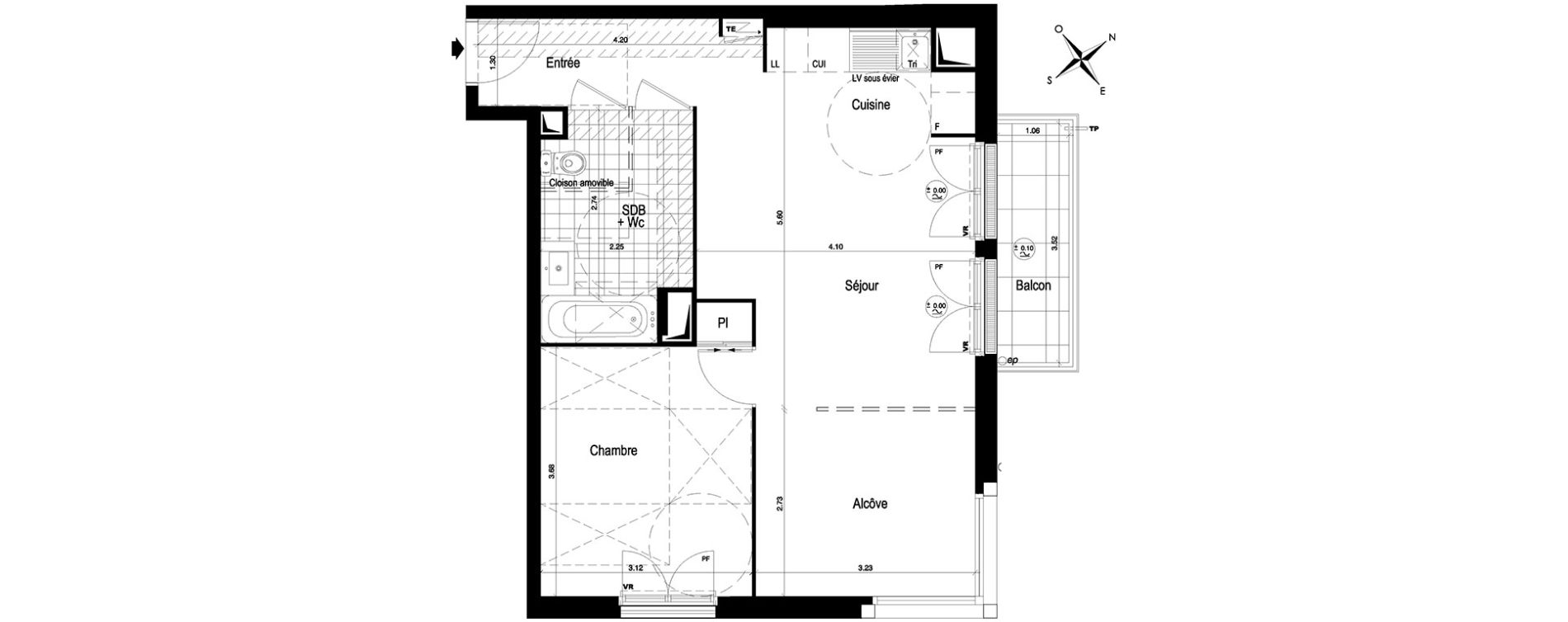 Appartement T2 de 53,23 m2 au Blanc-Mesnil Centre