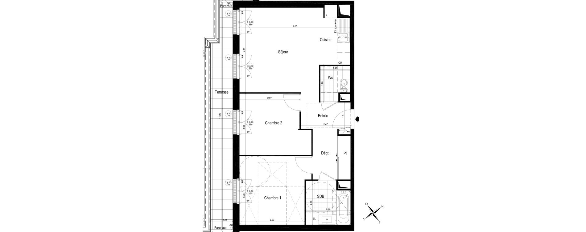 Appartement T3 de 56,86 m2 au Blanc-Mesnil Centre