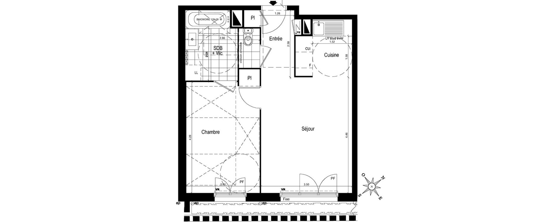 Appartement T2 de 42,69 m2 au Blanc-Mesnil Centre