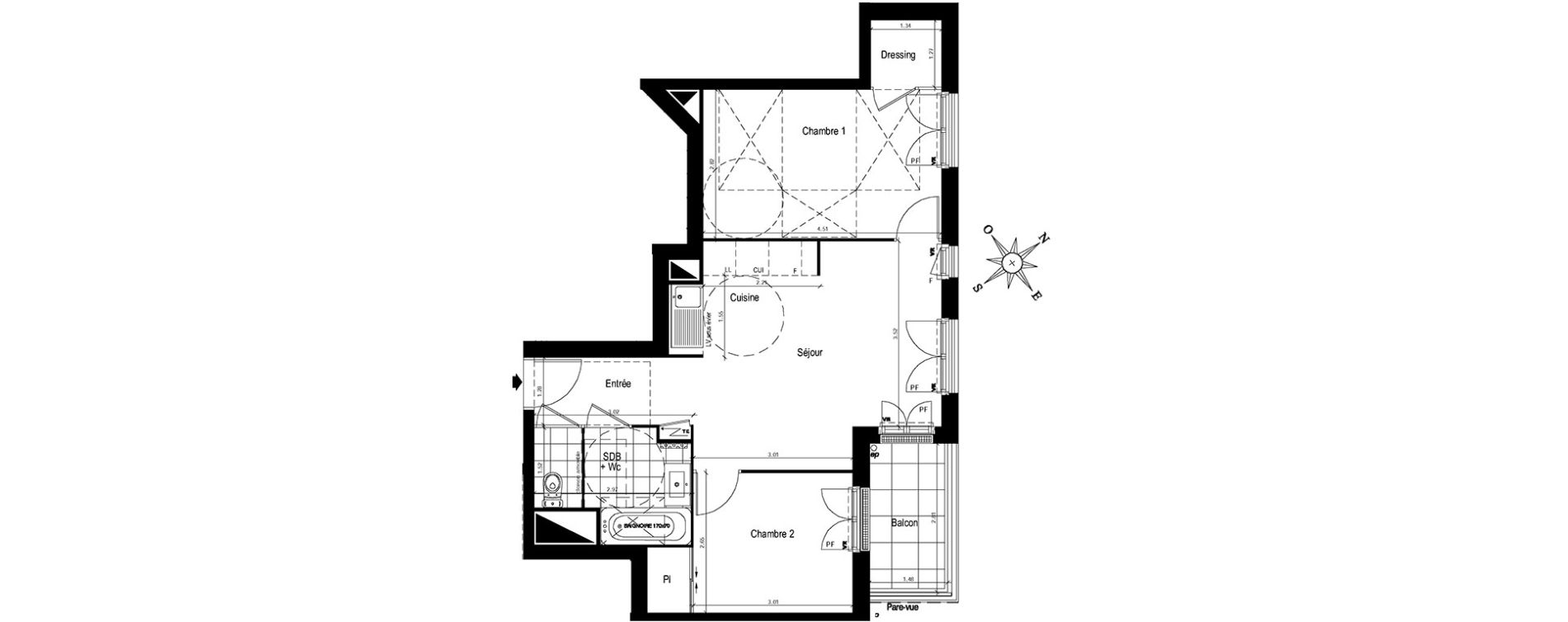 Appartement T3 de 52,34 m2 au Blanc-Mesnil Centre